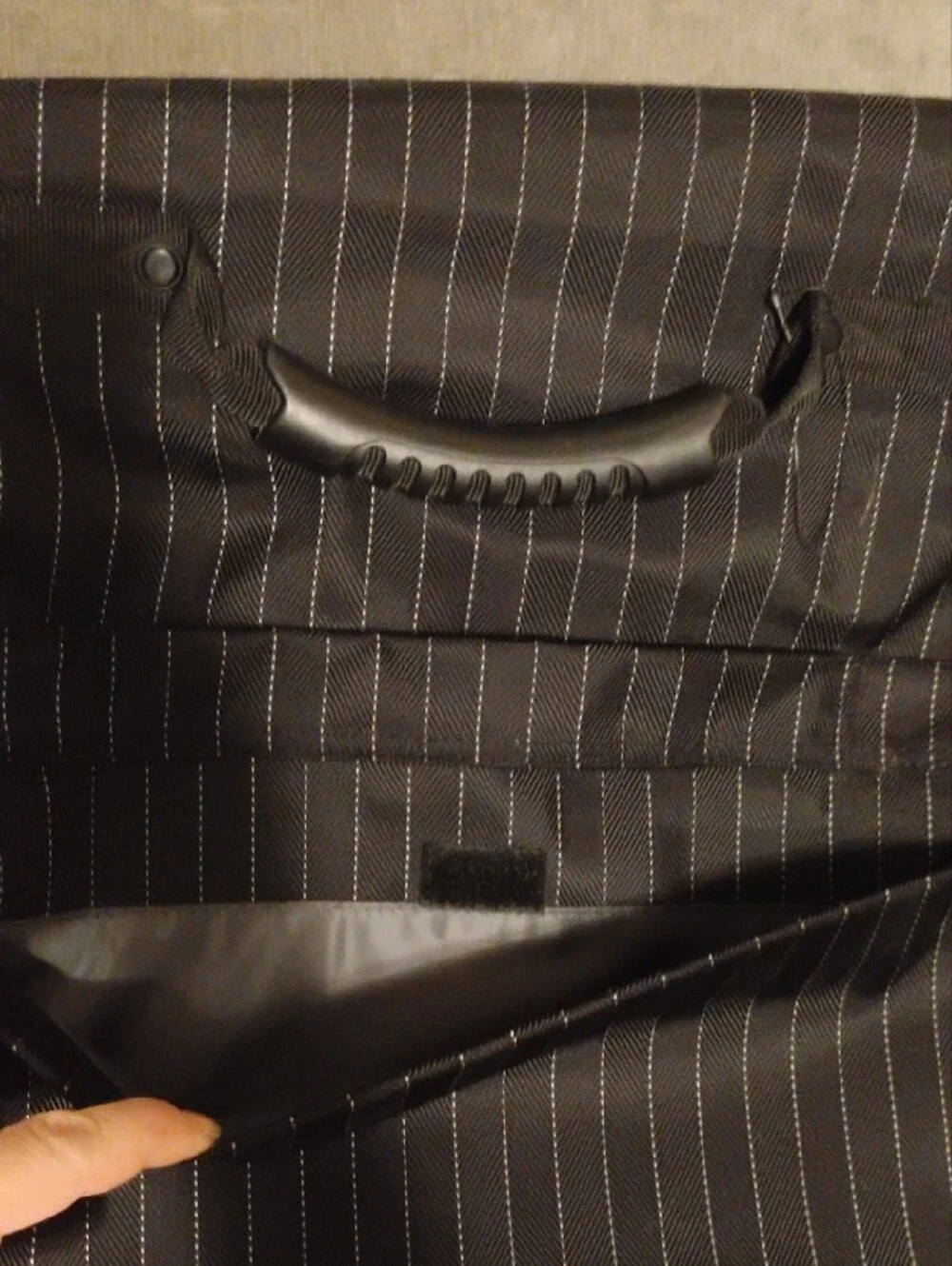 Black Pinstripe Init Laptop Messenger Bag with Padded Handle
